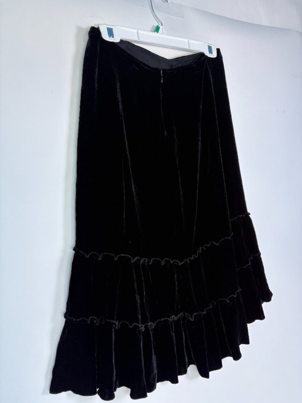 INC Black Silk Velvet Ruffle Maxi Skirt 8 Goth - Whimsy Goth Skirt